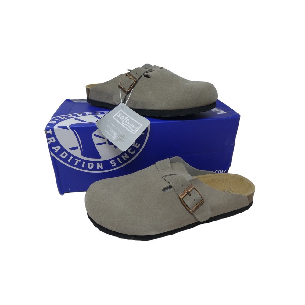 Birkenstock Boston Bs Clog Women 7 Dark Gray Suede Soft Footbed Narrow 320-2